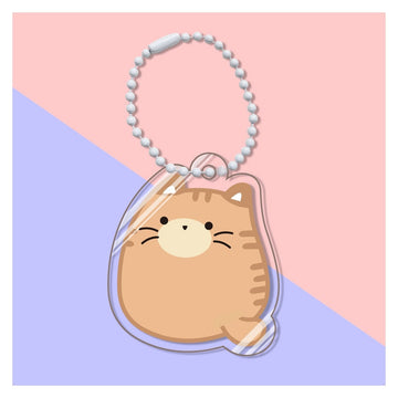 Cute Fat Cat 'Brown Stripes Cat | Enamel' Keyring Acrylic Keychain