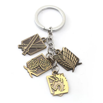 Attack on Titan Emblem 'Set of 4' Keyring Metal Keychain