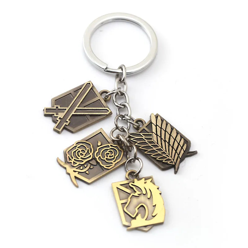 Attack on Titan Emblem 'Set of 4' Keyring Metal Keychain