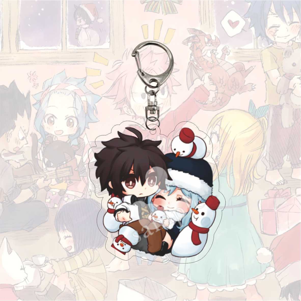 Fairy Tail 'Gray & Juvia | Happy Chibi' Keyring Acrylic Keychain