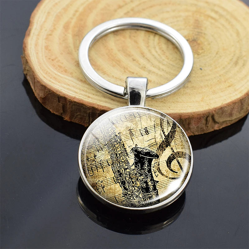 Music Instrument 'Saxophone' Keyring Metal Keychain