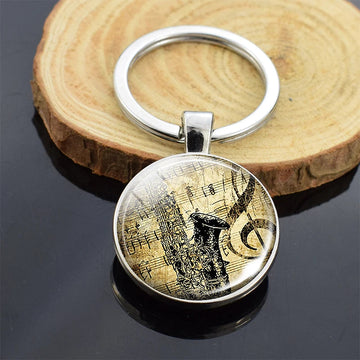 Music Instrument 'Saxophone' Keyring Metal Keychain