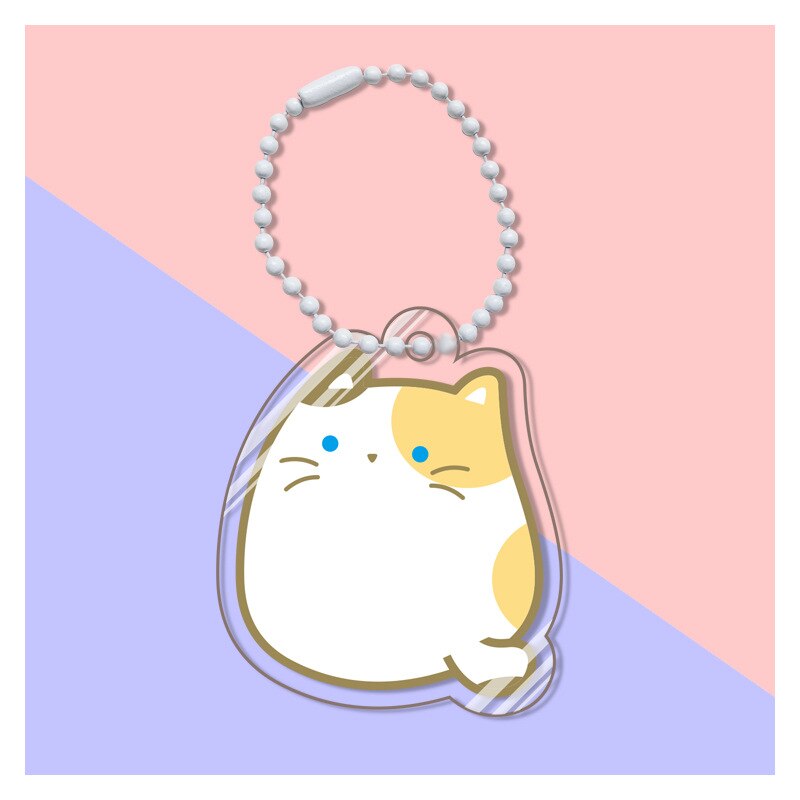 Cute Fat Cat 'White Orange Cat | Enamel' Keyring Acrylic Keychain