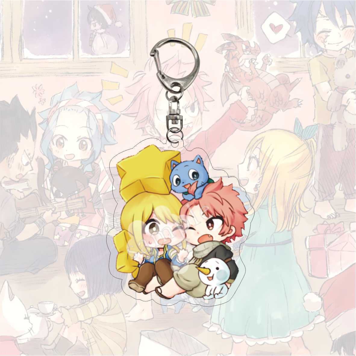 Fairy Tail 'Lucy & Natsu | Happy Chibi' Keyring Acrylic Keychain