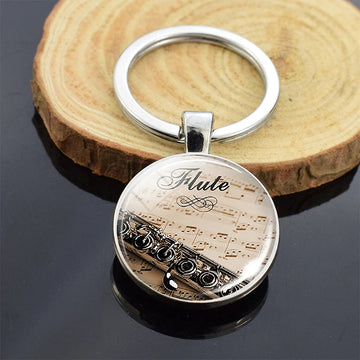Music Instrument 'Flute' Keyring Metal Keychain