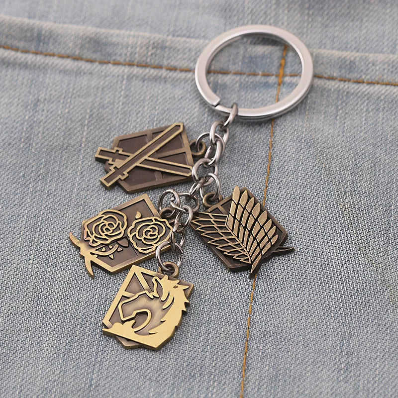 Attack on Titan Emblem 'Set of 4' Keyring Metal Keychain
