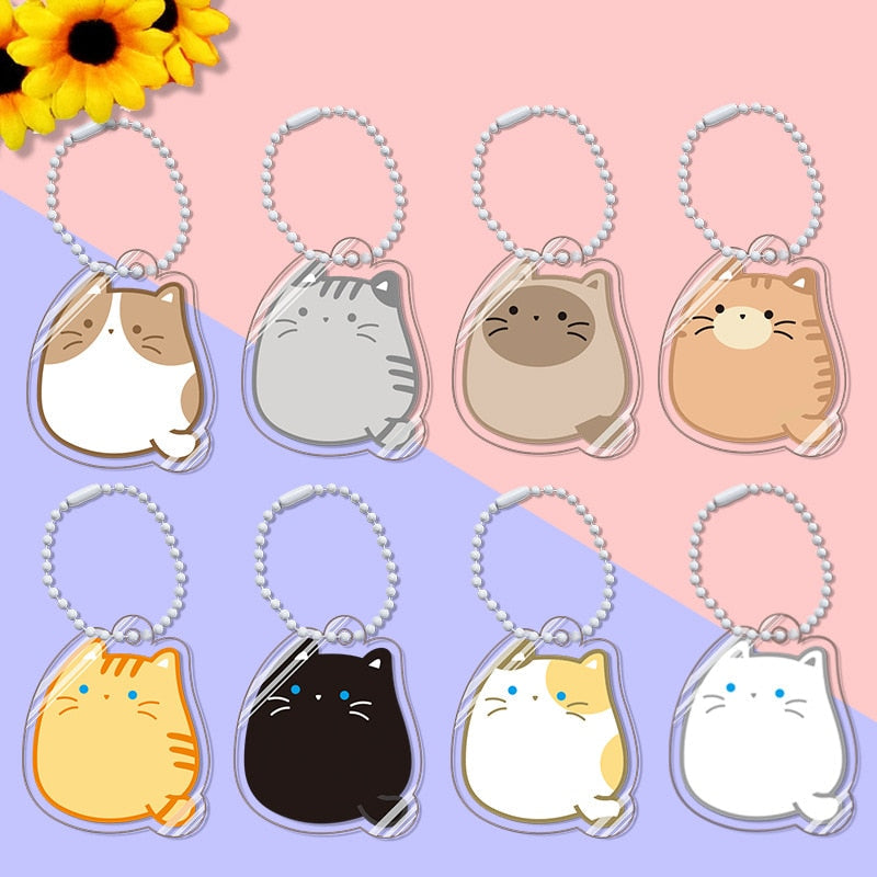 Cute Fat Cat 'Brown Stripes Cat | Enamel' Keyring Acrylic Keychain