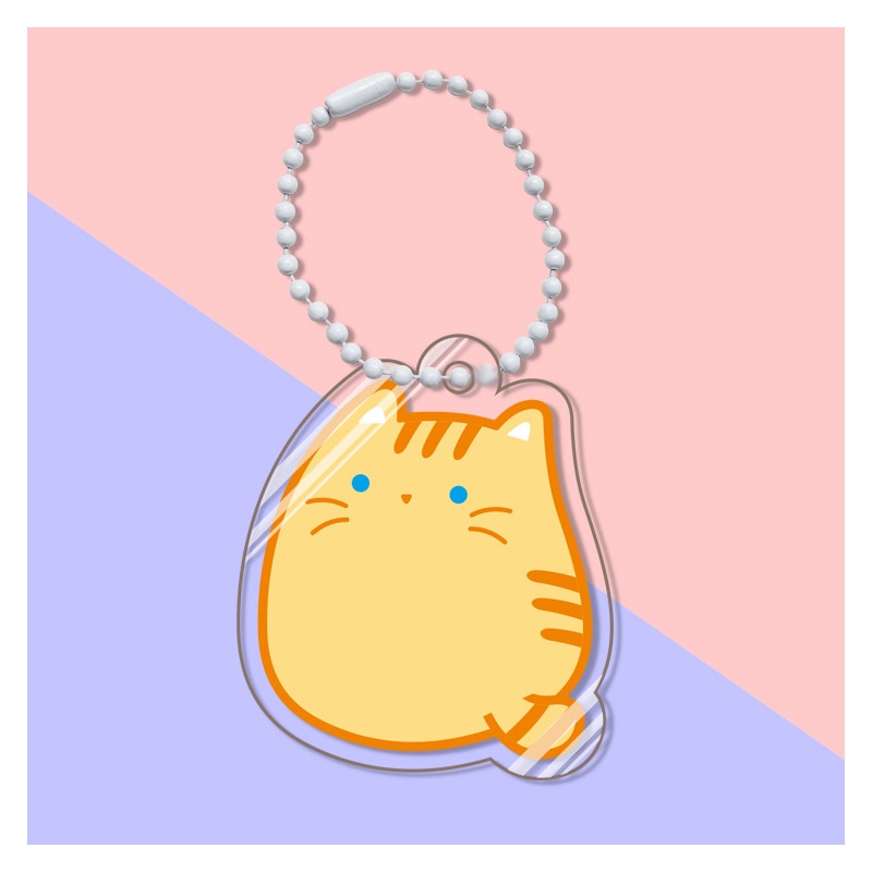 Cute Fat Cat 'Orange Stripes Cat | Enamel' Keyring Acrylic Keychain