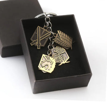 Attack on Titan Emblem 'Set of 4 with Box' Keyring Metal Keychain