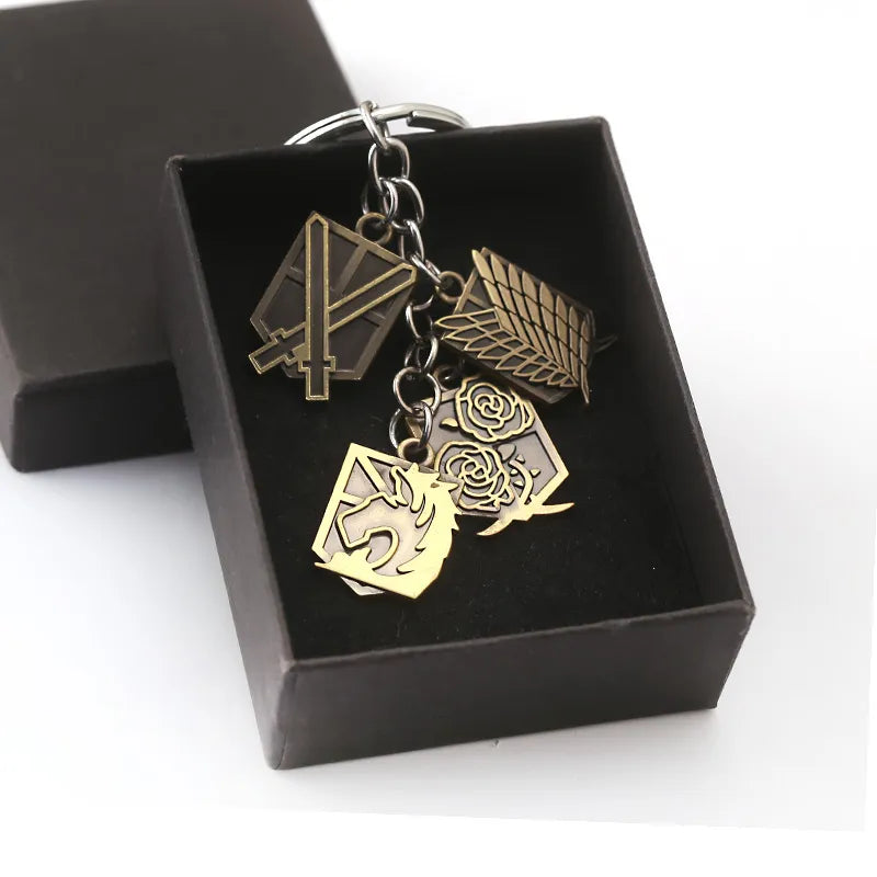 Attack on Titan Emblem 'Set of 4 with Box' Keyring Metal Keychain