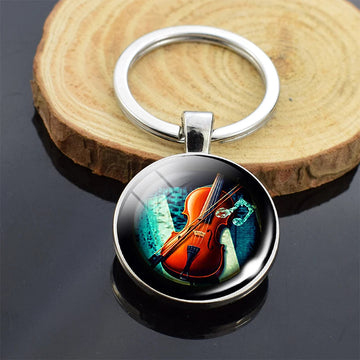 Music Instrument 'Double Bass Violin' Keyring Metal Keychain