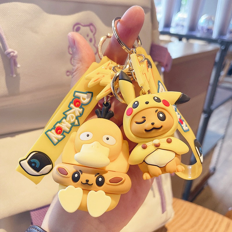 Pokemon 'Psyduck X Eevee Floatie Costume'  Keyring PVC Keychain