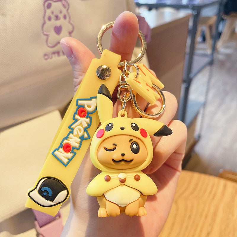 Pokemon 'Eevee Cosplay Pikachu' Keyring PVC Keychain