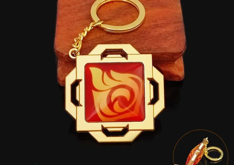 Genshin Impact Vision 'Liyue Pyro' Keyring Metal Keychain