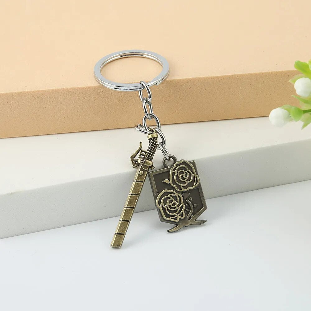 Attack on Titan Emblem 'Stationary Guard with Box' Keyring Metal Keychain