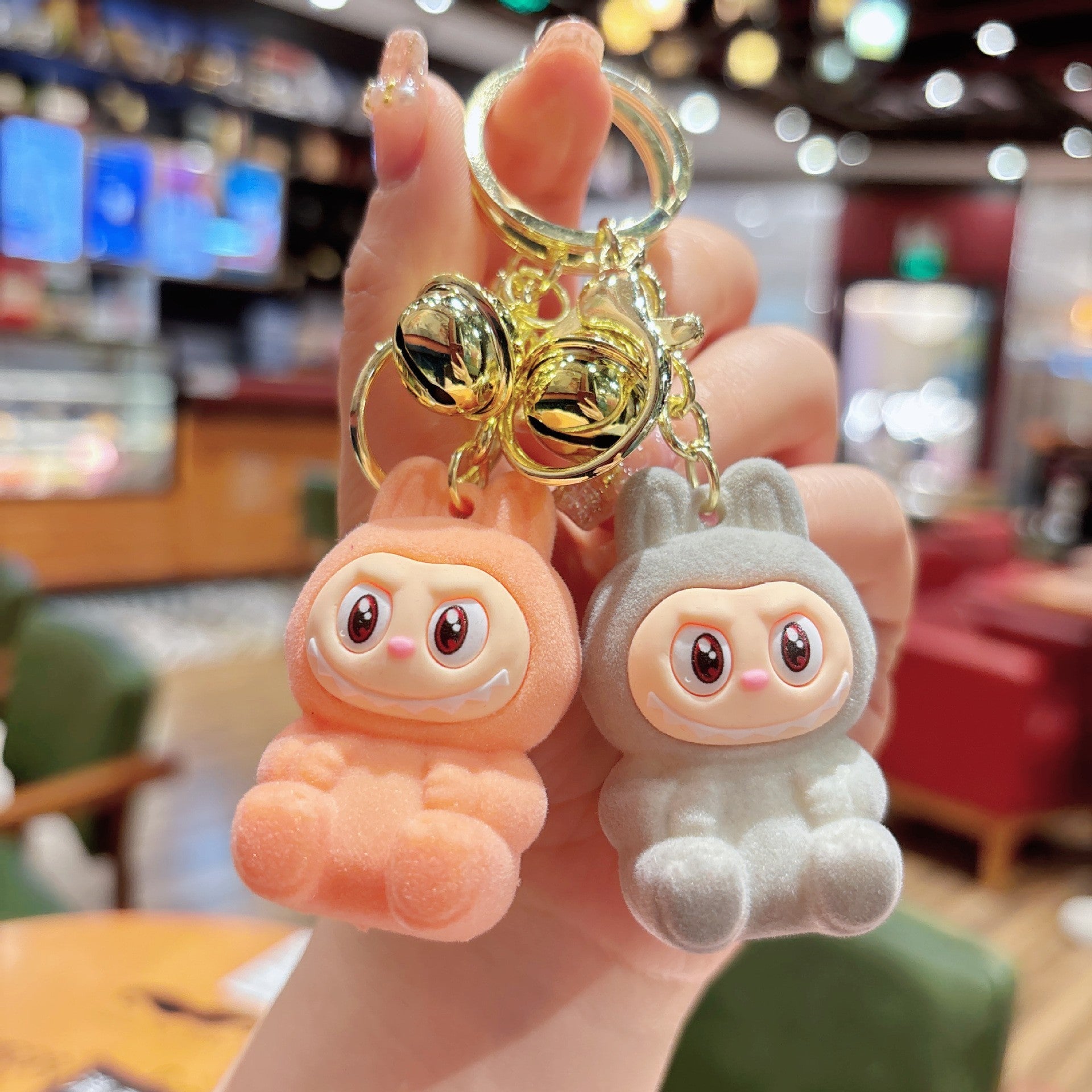 Labubu 'Sesame Bean | Bell Charm' Velvet PVC Keyring Keychain