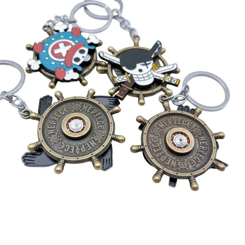 One Piece Trafalgar Law Rotatable Pirate Helm  Enamel Keychain