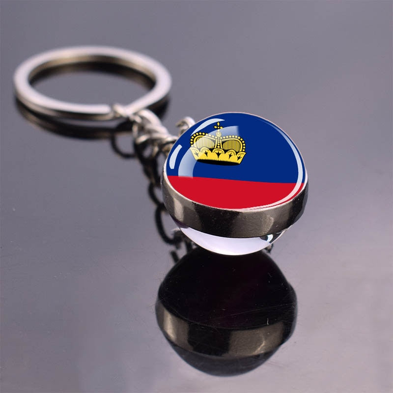 Europe Flag 'Liechtenstein' Keyring Metal Keychain