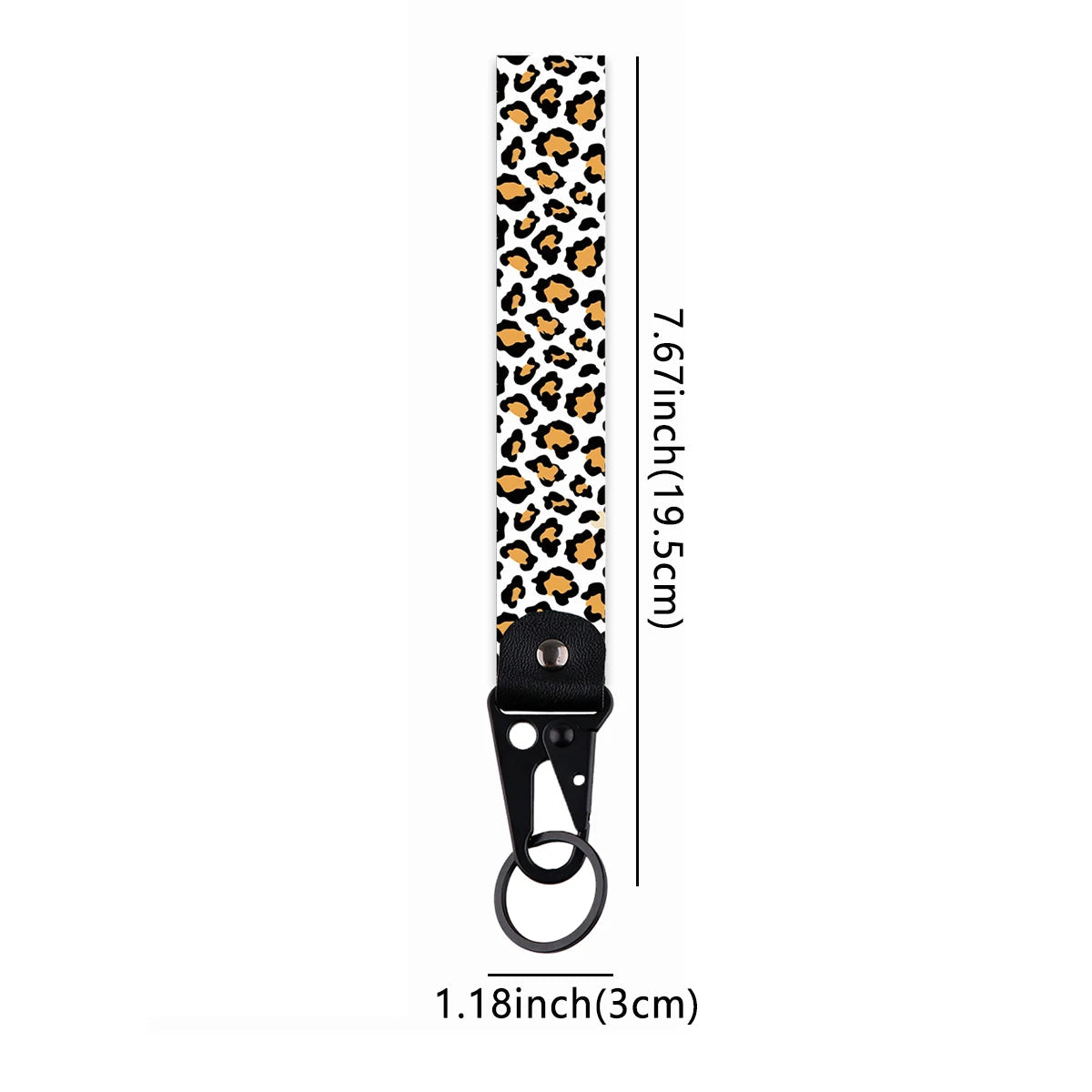 Leopard Print Wrist Lanyard Keyring Clip Keychain