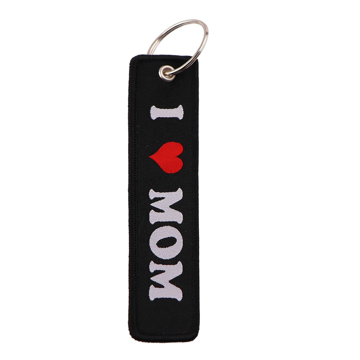 I Love 'Mom' Embroidered Keyring Keychain