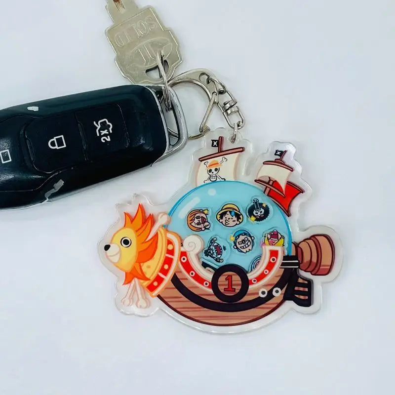 One Piece Thousand Sunny Ship Fun Pirate Shaker Acrylic Keyring Keychain