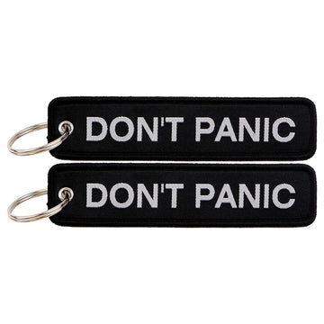 Don't Panic Embroidered Keyring Keychain