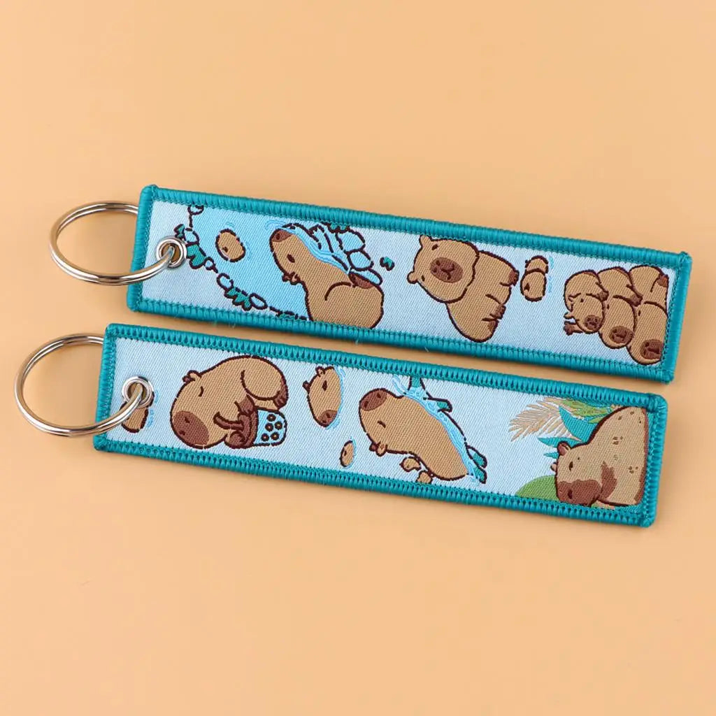 Capybara Embroidered Keychain