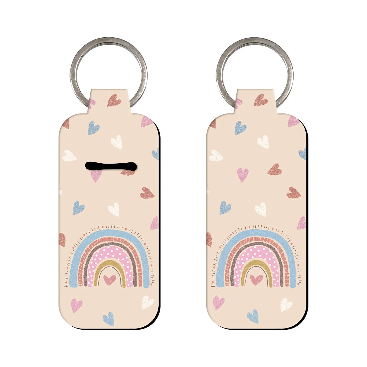 Peachy Heart Rainbow Lipstick Holder Keychain