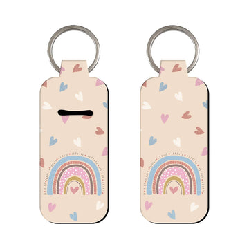 Peachy Heart Rainbow Lipstick Holder Keychain