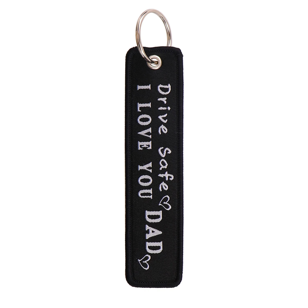 'Drive Safe, I LOVE YOU DAD' Embroidered Metal Keychain