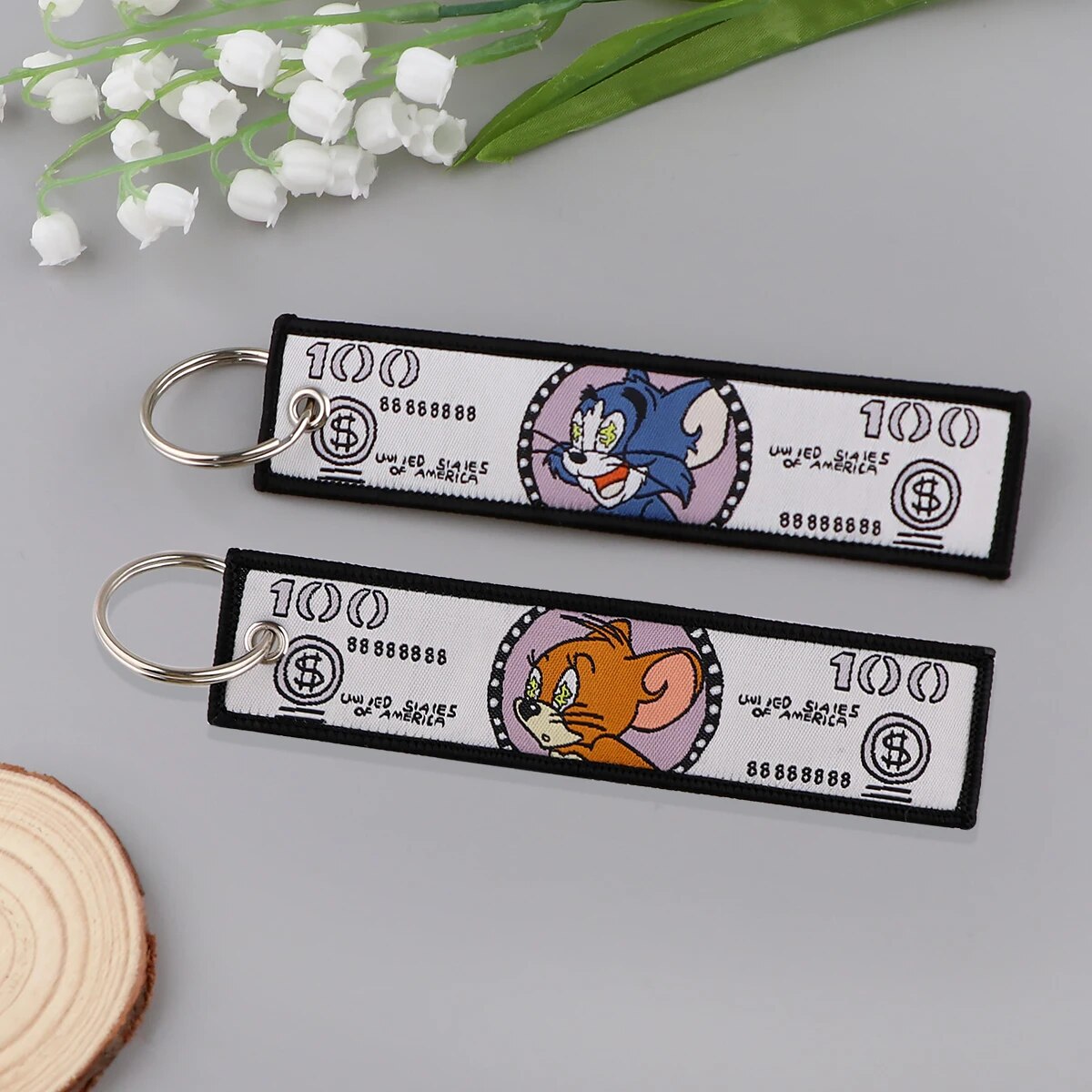 Tom and Jerry Embroidered Keychain