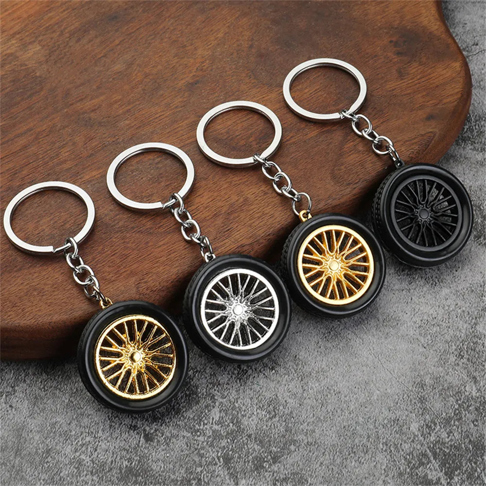 Car 'Men's Soft Rubber Silver Tire' Keyring Metal Keychain