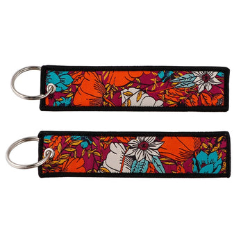 Tropical Flowers Embroidered Keychain
