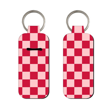 Red Checkered Lipstick Holder Keychain