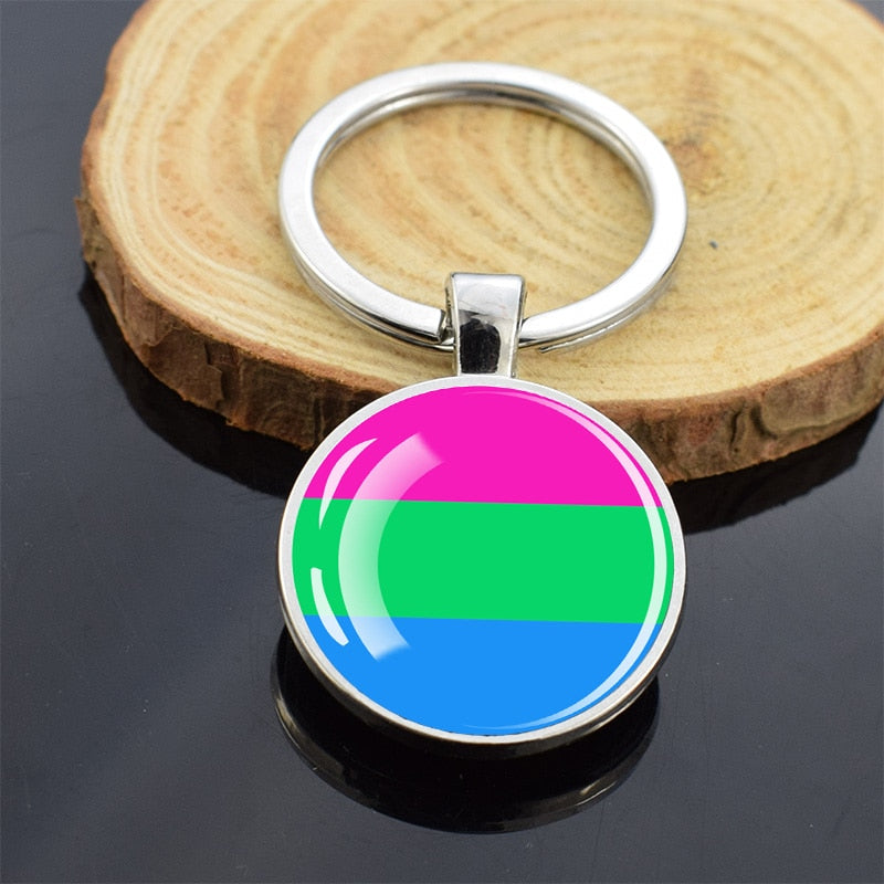 LGBT Flag 'Polysexual' Keyring Glass Keychain