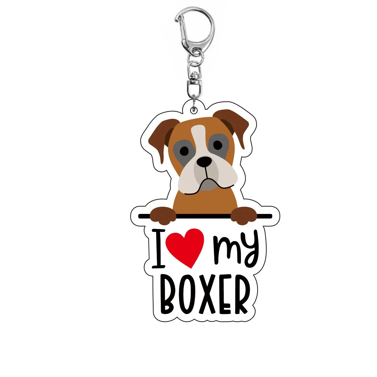 Dog 'I <3 My Boxer' Keyring Plastic Keychain