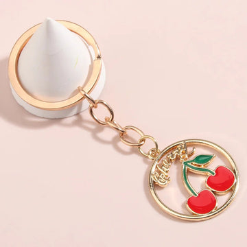 Fruit 'Cherry' Enamel Keyring Keychain