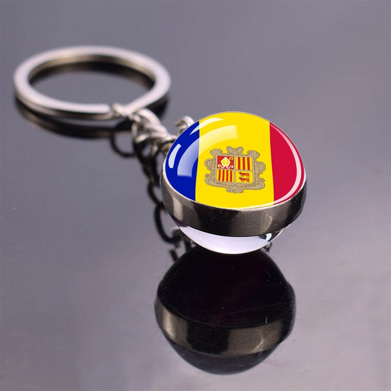 Europe Flag 'Andorra' Keyring Metal Keychain