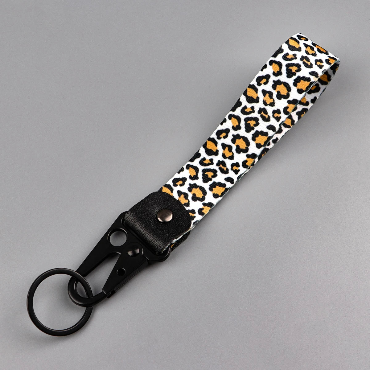 Leopard Print Wrist Lanyard Keyring Clip Keychain