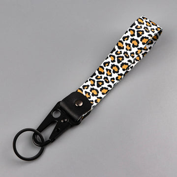Leopard Print Wrist Lanyard Keyring Clip Keychain