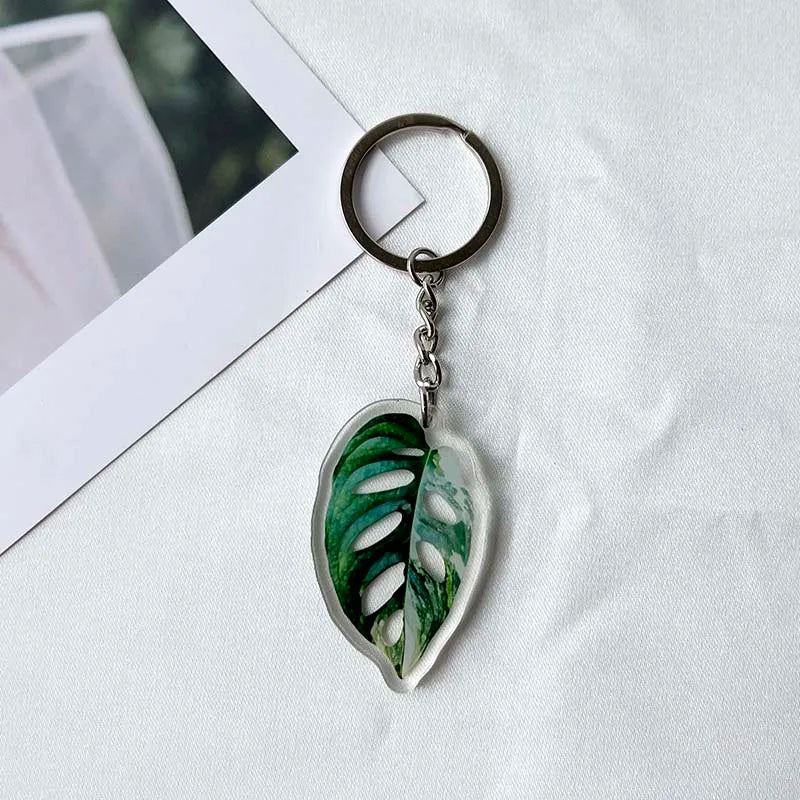 Leaves 'Monstera Deliciosa' Keyring Plastic Keychain