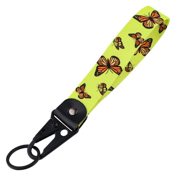 Butterfly 'Orange & Black Butterflies' Wrist Lanyard Keychain with Keyring Clip