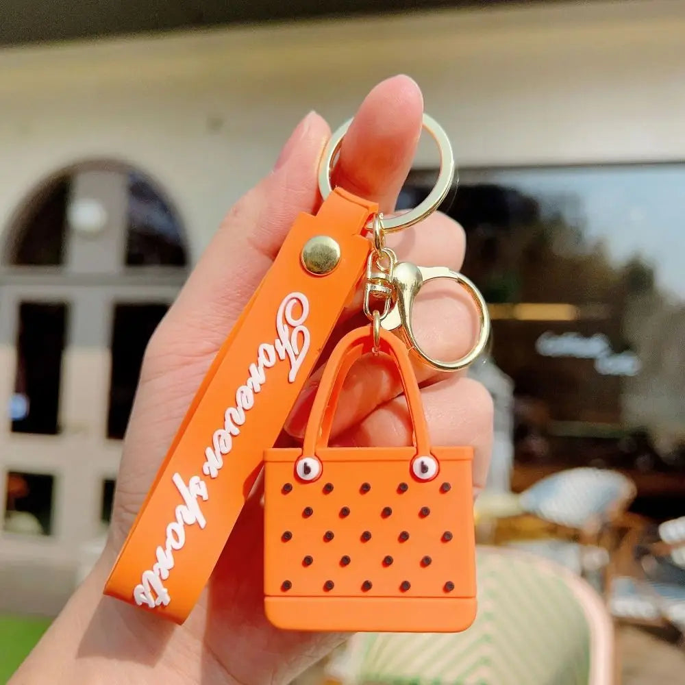 'Orange | Cute Bag' Keyring Silicone Keychain
