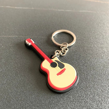 Musical Instrument 'Guitar Brown | Red' Keyring Metal Keychain
