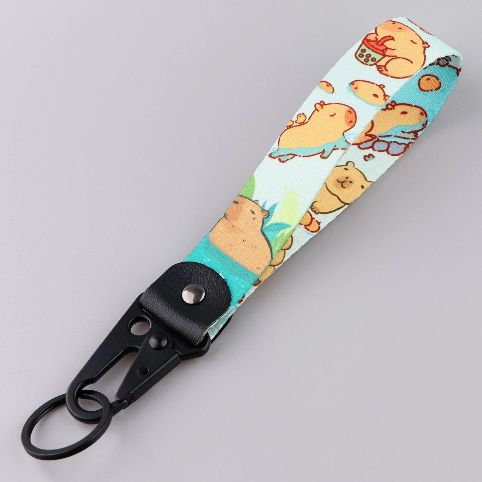 Capybara Wrist Lanyard Keychain with Keyring Clip