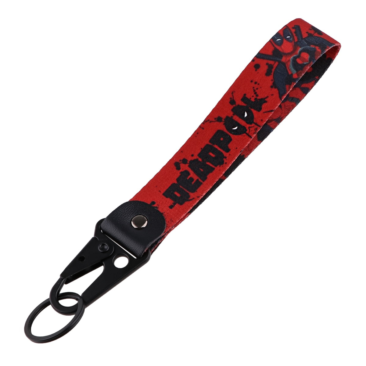Superhero 'Deadpool' Wrist Lanyard Keychain with Keyring Clip