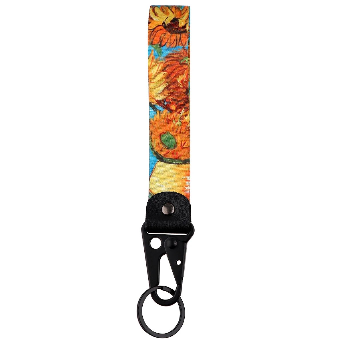 Van Gogh 'Sunflowers' Wrist Lanyard Keychain with Keyring Clip