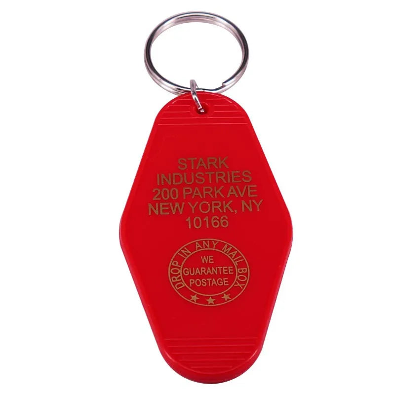 Iron Man 'Stark Industries 200 Park Ave New York, NY' Keyring Plastic Keychain