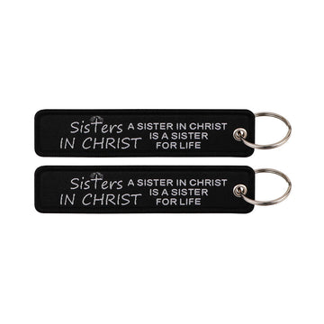 Sisters in Christ are sisters for life Embroidered Keyring Keychain