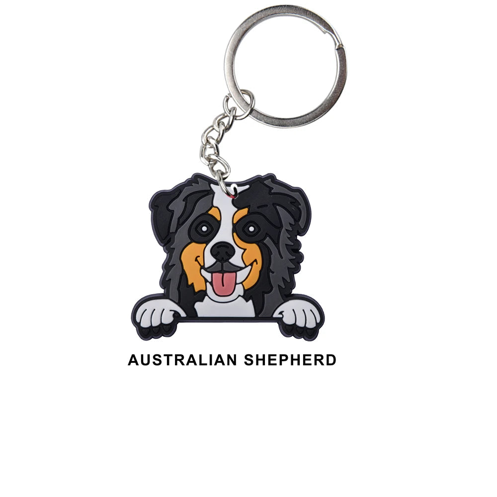 Dog 'Australian Shepherd' Keyring Rubber Keychain